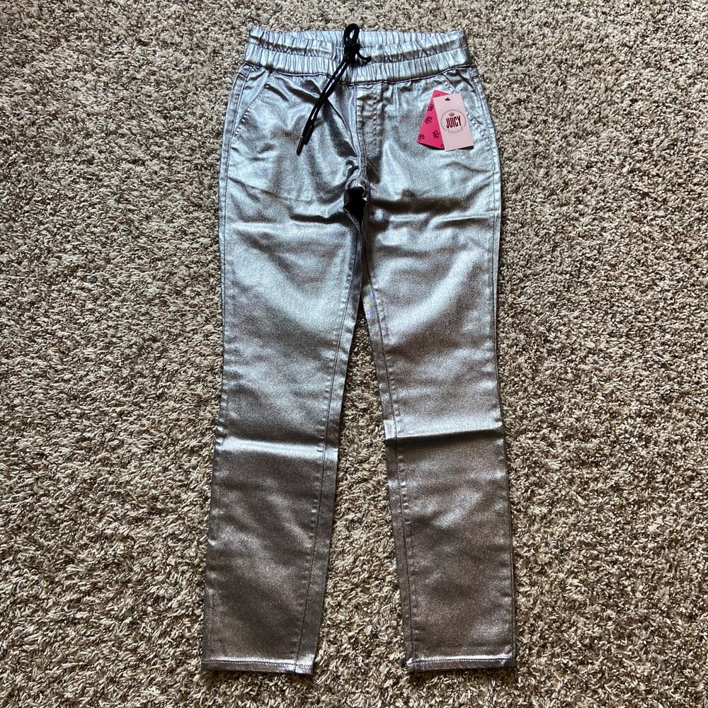 Juicy by Juicy Couture Easy Skinny Coated Jean Women's 4 Silver Pull On Stretch